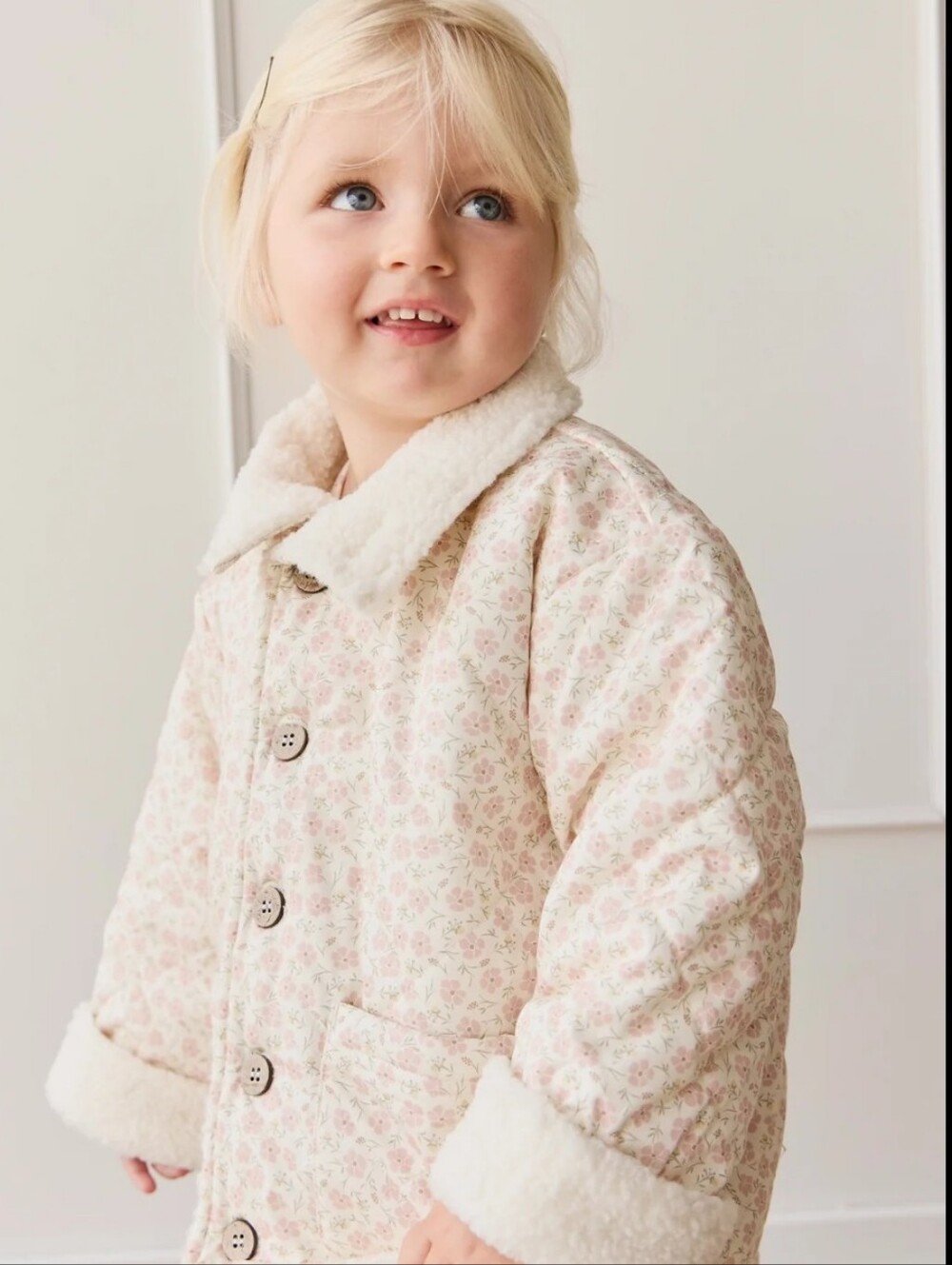 Jamie Kay Penelope Quilted Floral Jacket in Rose and Cream